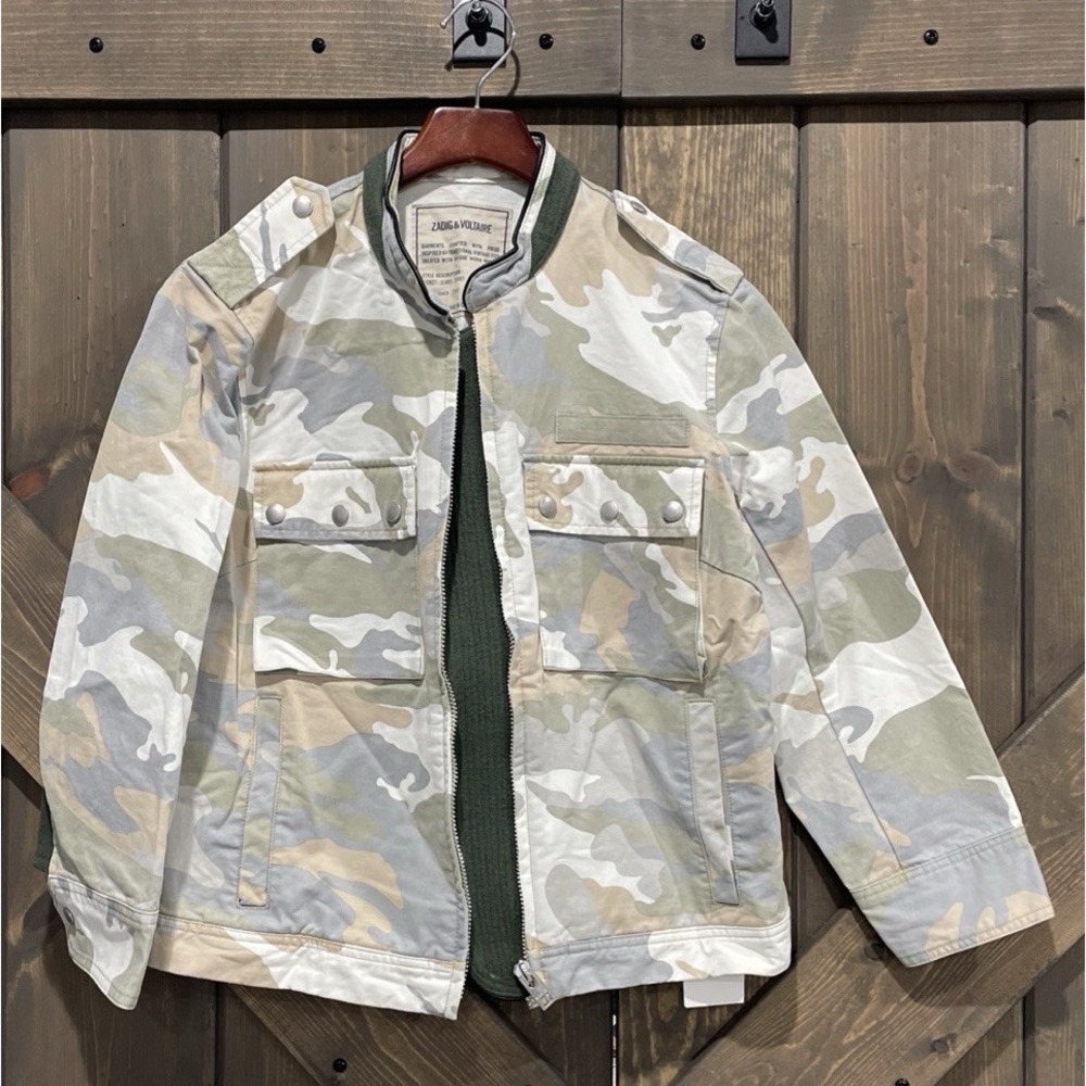 NWT Zadig & Voltaire Women's Kavy Camou Jacket camouflage Military Jacket Size L